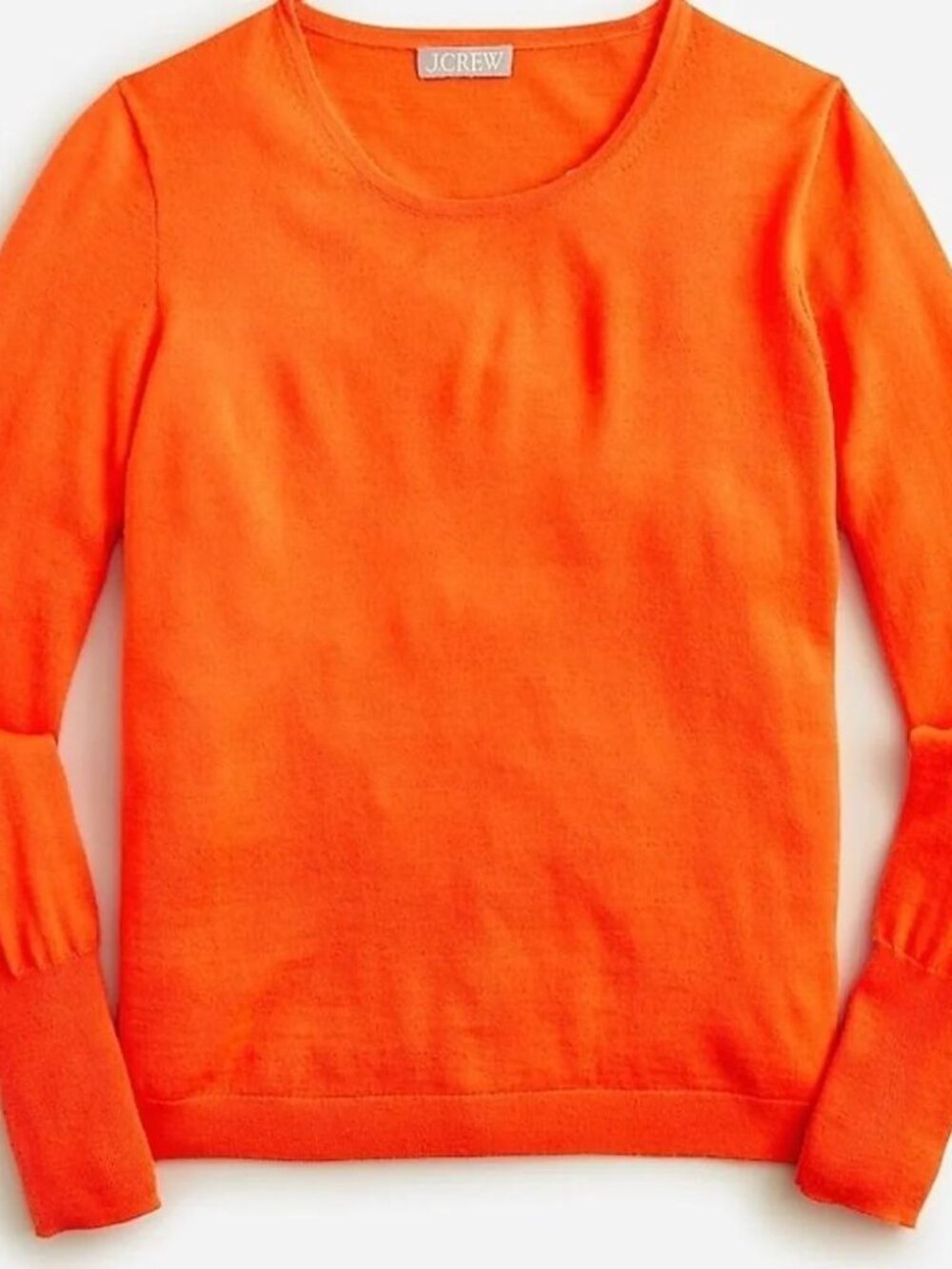 J Crew Halle merino wool crewneck sweater neon orange lightweight knit jumper